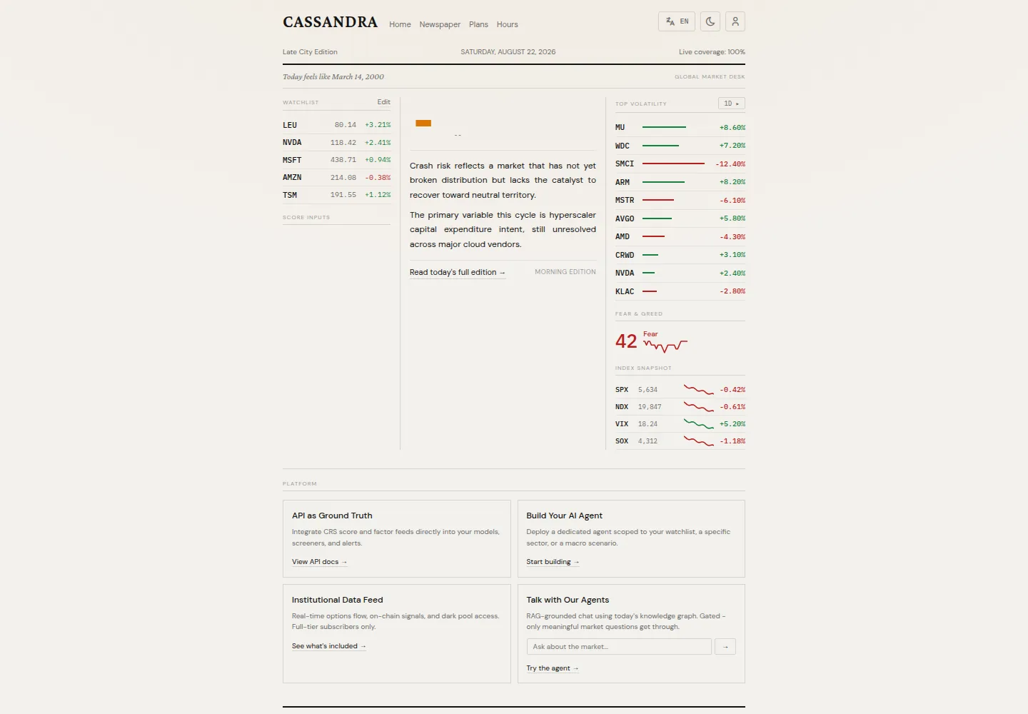 Cassandra illustrative market interface